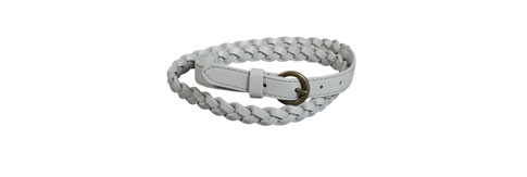 ceinture fine tressée gris perle