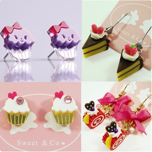 Bijoux boucles d'oreilles en forme de gateaux