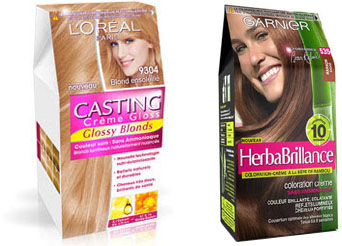 Colorations semi-permanentes Casting Crème Gloss L'Oréal et Herbabrillance Garnier