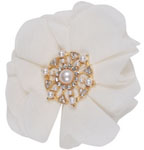 Broche Fleur, perles et strass