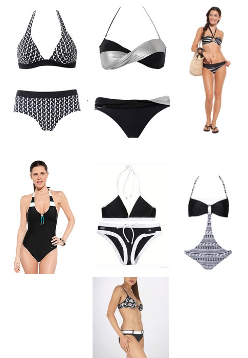 maillots de bain noir et blanc