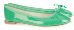 Ballerines en cuir vert Repetto