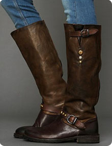 Bottes vintage en cuir chocolat Free People