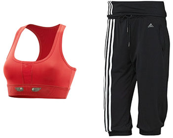 Brassière de sport rouge et corsaire stylé Adidas