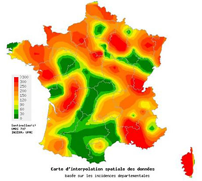 Carte de France de la gastro enterite