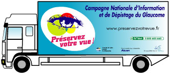 Camion itinerant de la campagne de dépistage et d'information sur le glaucome