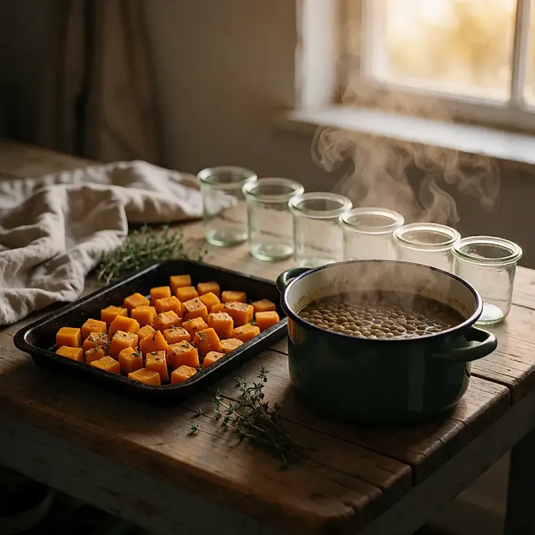 Batch cooking minceur d'automne : une base de courge et de lentilles à décliner en trois dîners