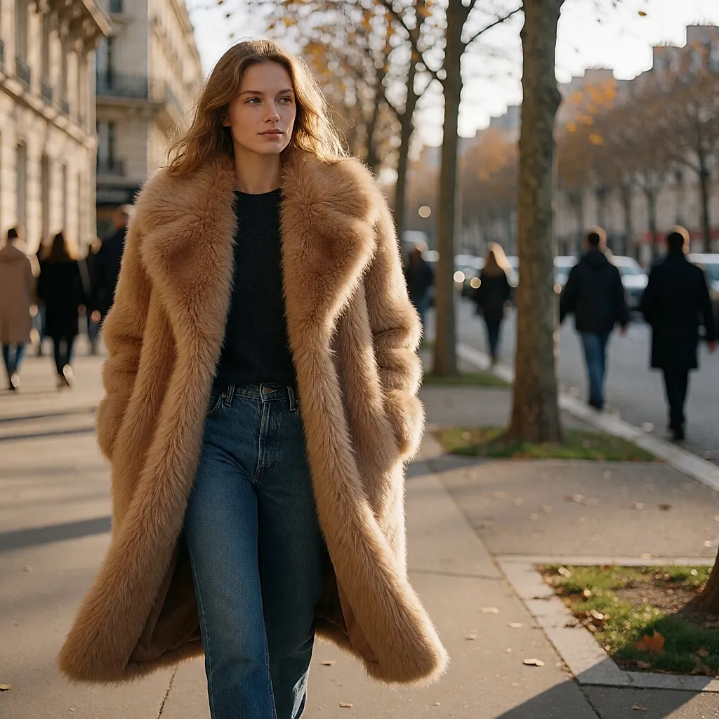 Fausse fourrure : le manteau volume qui réchauffe la mi-saison et assume l'allure