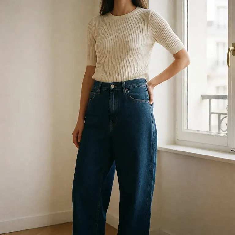 Le denim tricoté, la maille souple et fluide qui remplace le jean tissé cette saison