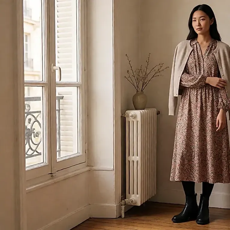 Robes imprimées, collants opaques et boots : la silhouette d’entre-saison à la fin octobre