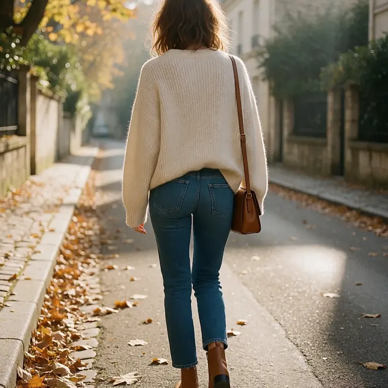 Le slim coloré d’automne : couleurs profondes, denim dense, une pièce de layering à réhabiliter